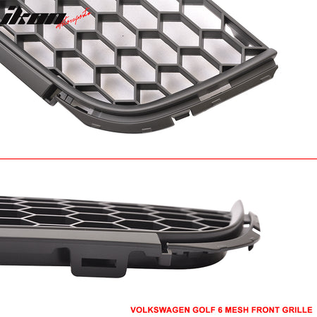 Fits 10-14 Golf MK6 Mesh Honeycomb GTI Style Front Upper+Lower Grille ABS