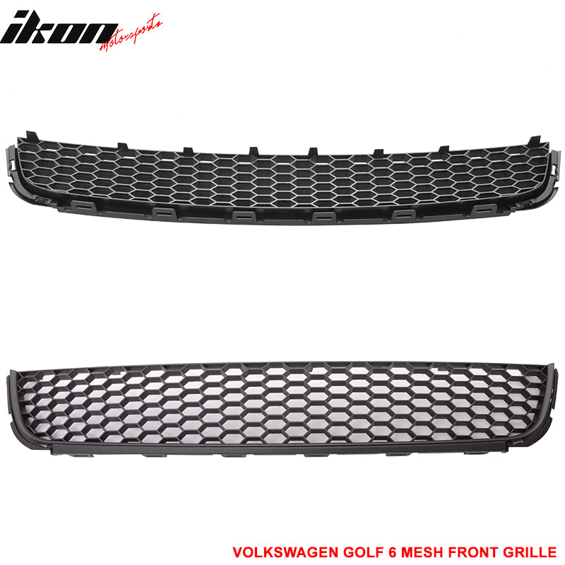 Fits 10-14 Golf MK6 Mesh Honeycomb GTI Style Front Upper+Lower Grille ABS