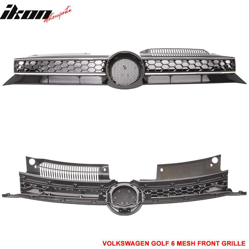 Fit 10-14 Volkswegen Golf MK6 GTI Jetta Front Upper + Lower Grille W/Chrome Trim