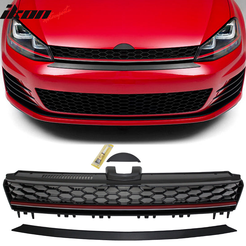 2015-2016 VW Golf MK7 GTI Style Black W/ Red Trim Front Grille ABS