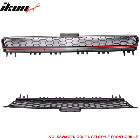 Fits 15-16 VW Golf 7 MK7 GTI Style Front High Bar Black Red Trim Grille Grill