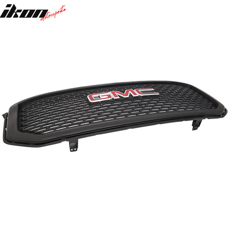 IKON MOTORSPORTS, Grille Compatible with 2015-2018 GMC Yukon XL, Black ABS Front Bumper Hood Mesh Grill