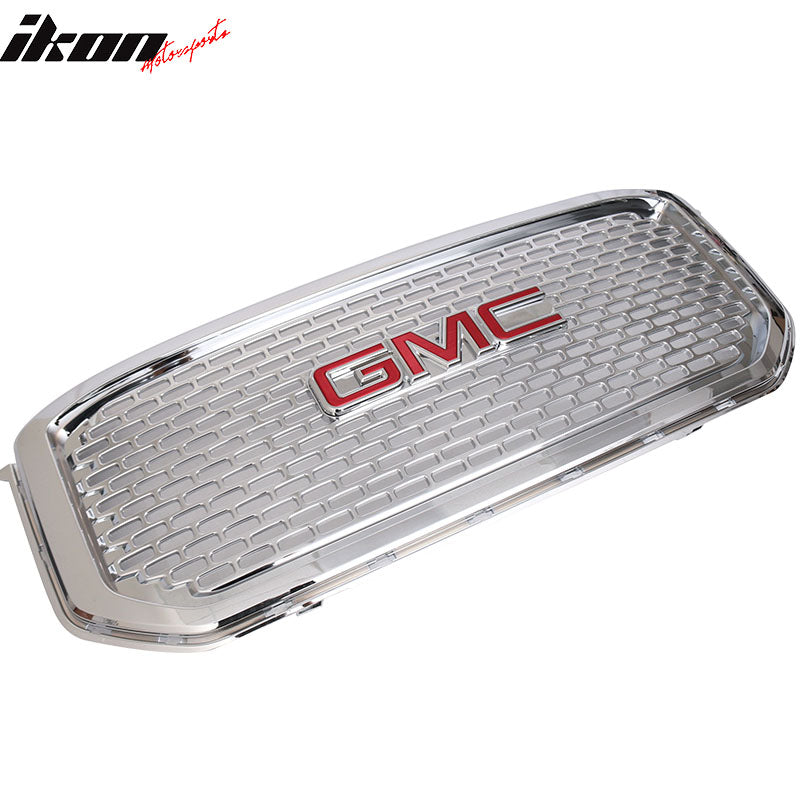 Grille Compatible with 2015-2018 GMC Yukon & 2015-2018 GMC Yukon Xl Mesh Style Chrome Front Bumper Hood Grill Exterior Upper Lower by IKON MOTORSPORTS