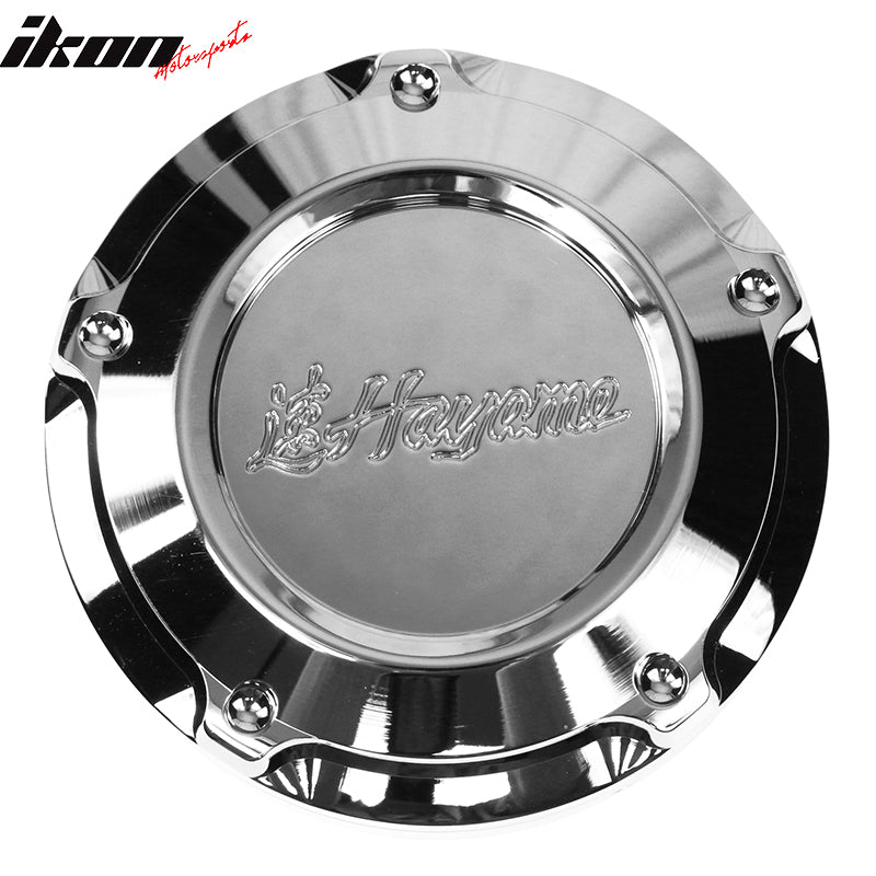 IKON MOTORSPORTS, Reservoir Cap Compatible With 92-00 Honda Civic, Hayame Style Chrome Brake Cluch Reservoir Cap Cover, 1993 1994 1995 1996 1997 1998 1999