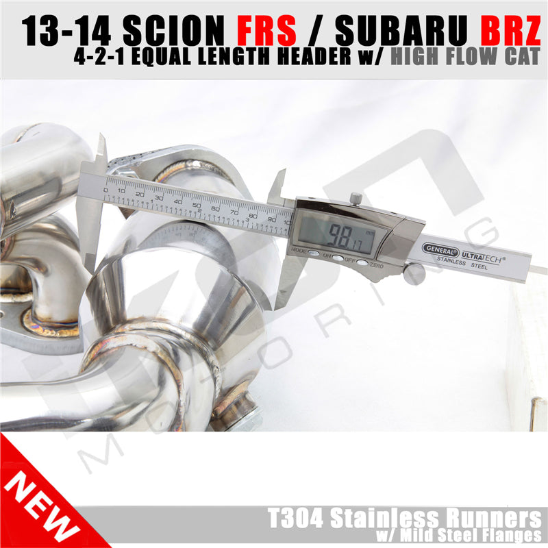 Fits Scion FRS Subaru BRZ 4-2-1 Equal Length Header EL+Spun High Flow Cat