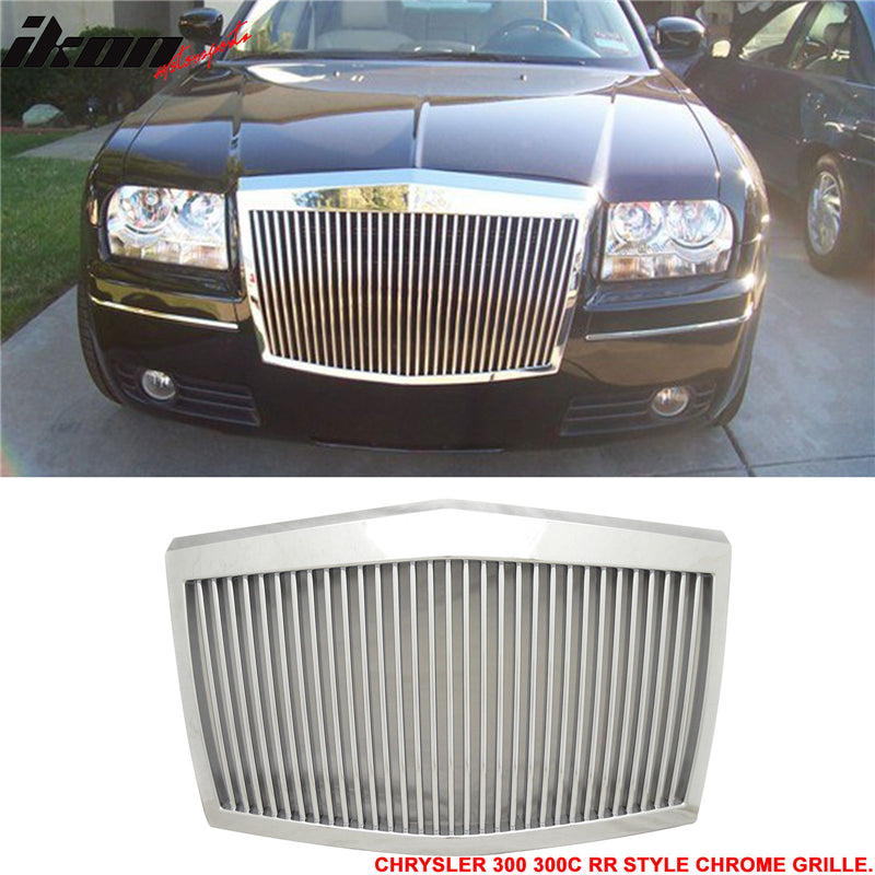 2005-2010 Chrysler 300 300C RR Phantom Chrome Front Bumper Grille ABS