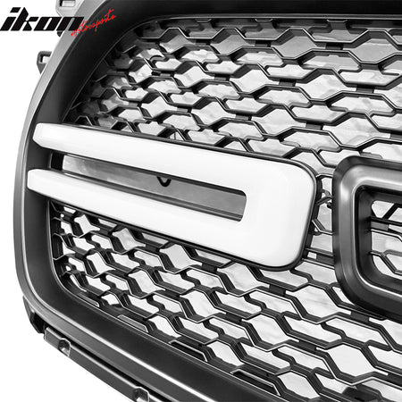 Fits 19-24 Dodge Ram 1500 Front Bumper Hood Upper Mesh LED Grille - Gloss Black