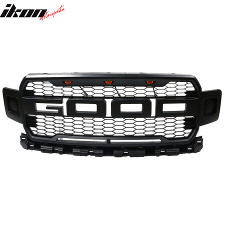 IKON MOTORSPORTS, Front Grille Compatible With 2018-2020 Ford F150 Raptor Style Front Bumper Grill Matte Black