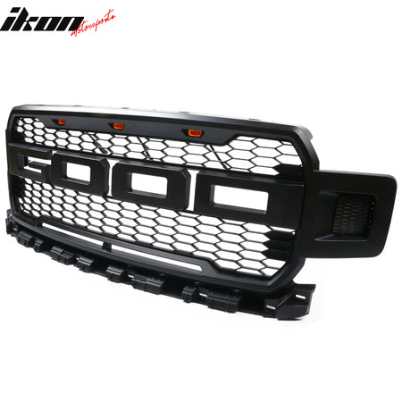 Fits 18-20 Ford F150 R Style Front Bumper Hood Grille Matte Black