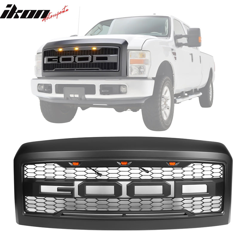2008-2010 Ford F250 F350 R Matte Black Front Upper Grille w/ Letters