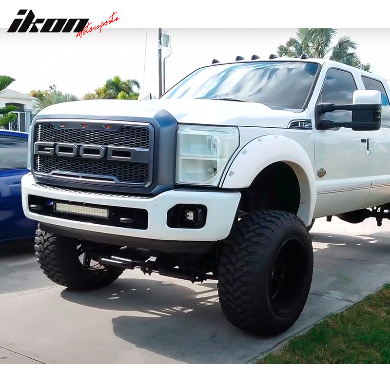 IKON MOTORSPORTS, Front Grille Compatible With 2011-2016 Ford F-250 F-350 V3 Style Front Bumper Grille Matte Black