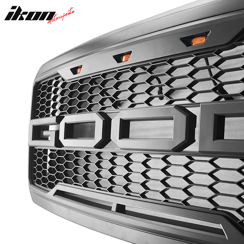 Fits 11-16 Ford F-250 F-350 R Style Front Bumper Hood Grille Matte Black