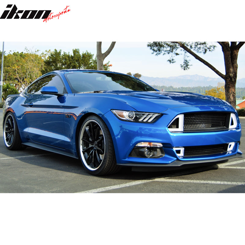 Lower Grille Compatible With 2015-2017 Ford Mustang, Ikon Style ABS Black Front Bumper Grill Hood Mesh by IKON MOTORSPORTS, 2016