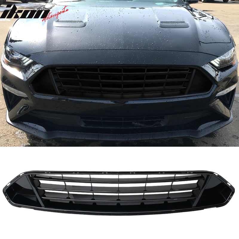 IKON MOTORSPORTS Grille Compatible With 2018-2022 Ford Mustang, Front Upper Grid Grill ABS
