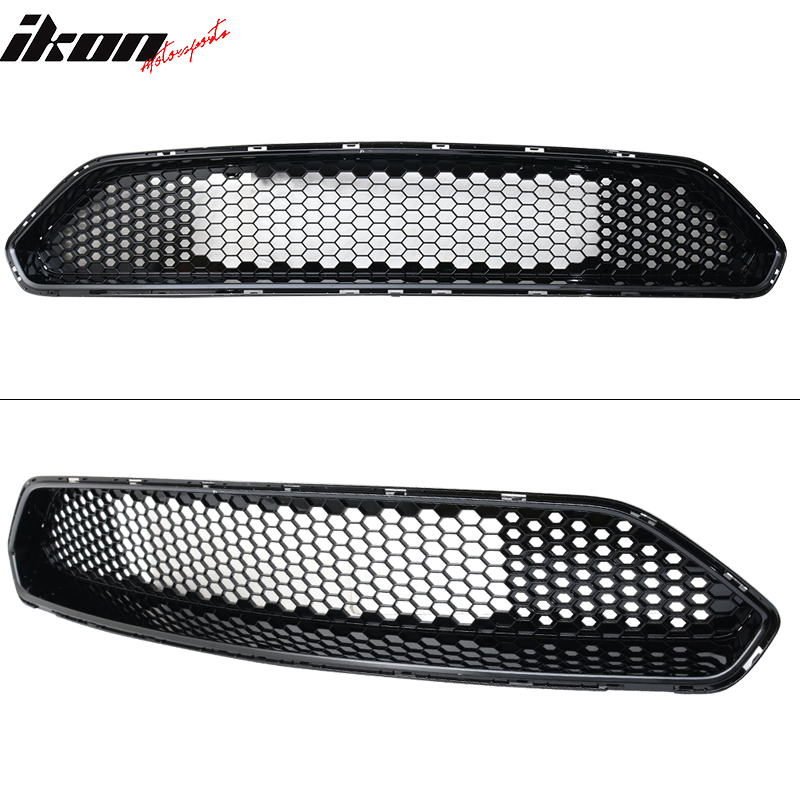 Fits 18-23 Ford Mustang Honeycomb Front Bumper Upper Grille Black ABS