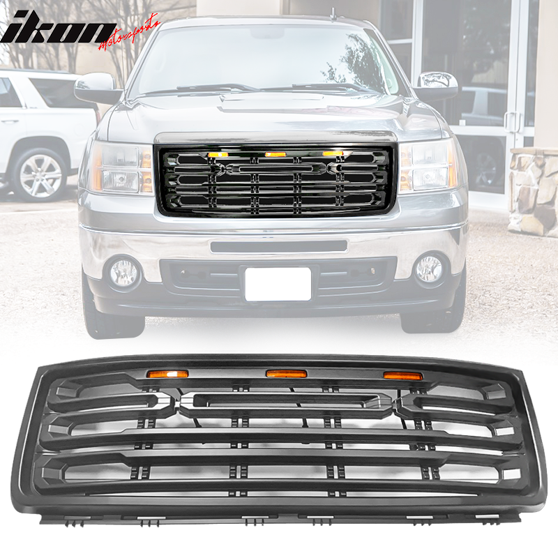 IKON MOTORSPORTS, Front Grille Compatible With 2007-2013 GMC Sierra 1500 Front Bumper Grille