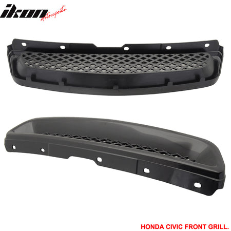 Fits 96-98 Honda Civic JDM JUN Front Bumper Lip PU + Rear Lip + TR Front Grille