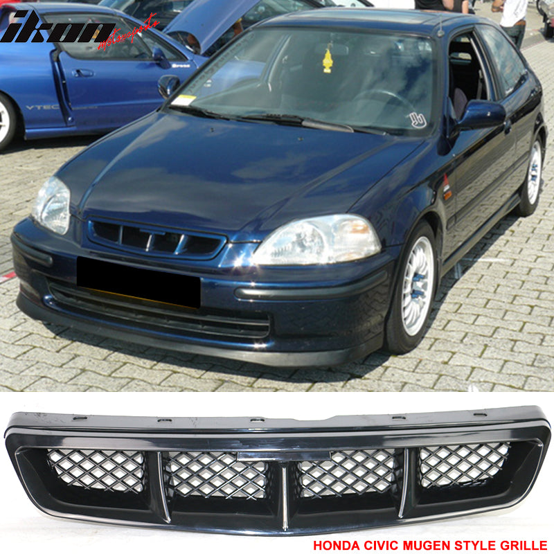 1999-2000 Honda Civic Mugen Style Unpainted Mesh Front Hood Grille ABS