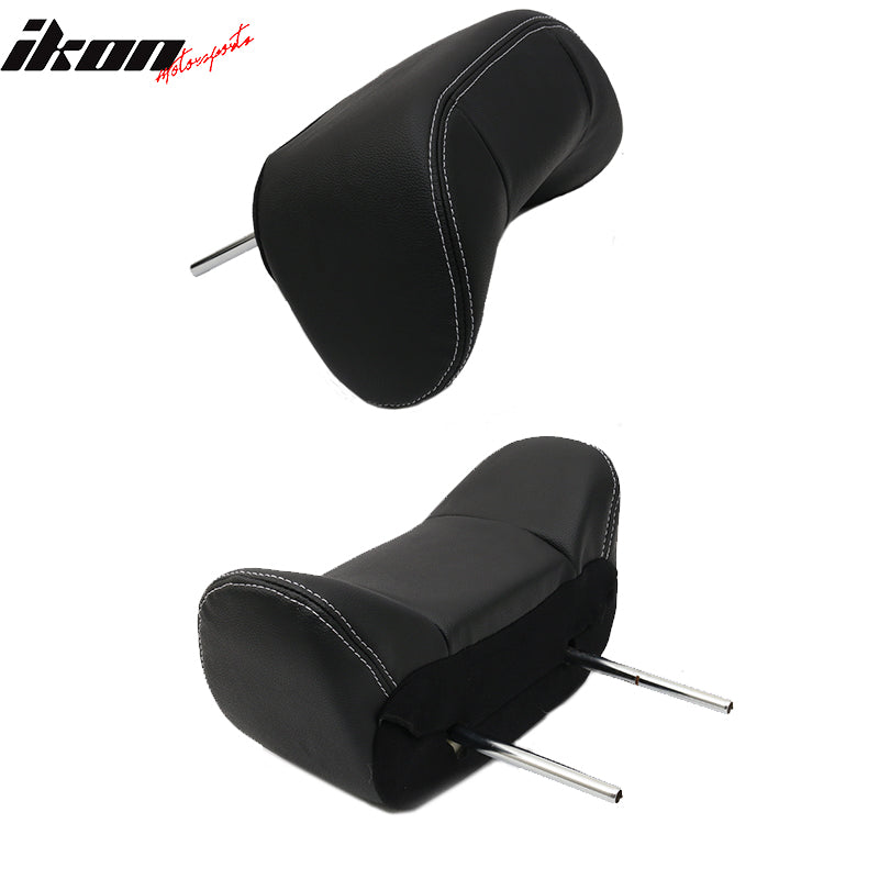 Front Headrests Compatible With 2011-2020Toyota Sienna, Faux Black Leather Headrests by IKON MOTORSPORTS, 2012 2013 2014 2015 2016 2017 2018 2019