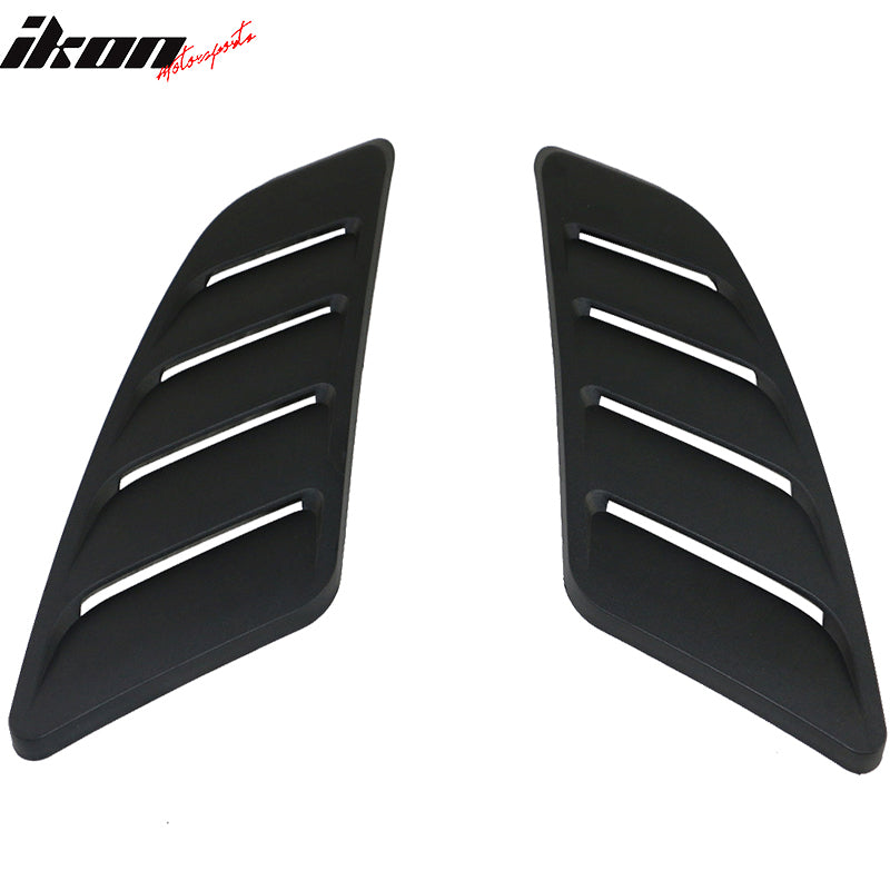 IKON MOTORSPORTS, Hood Vents Compatible With 2015-2017 Ford Mustang, 2.3 EcoBoost 3.7 V6 R Style Hood Scoop Hood Vent Louver 3M Tape PP