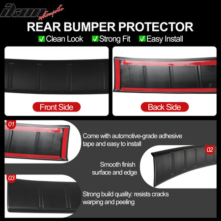 IKON MOTORSPORTS, Rear Bumper Protector Compatible With 2024-2026 Honda Prologue, Textured Black PP Polypropylene Waterproof Cargo Trunk Bumper Guard Sill Step Plate Pad Cover Trim