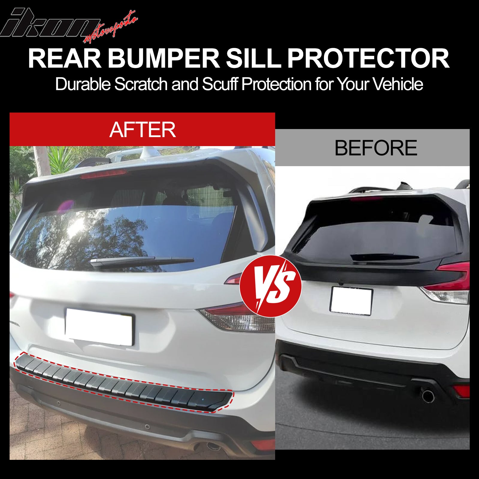 Fits 18-23 Subaru XV Crosstrek Rear Bumper Cover Protector Step Plate Pad Guard