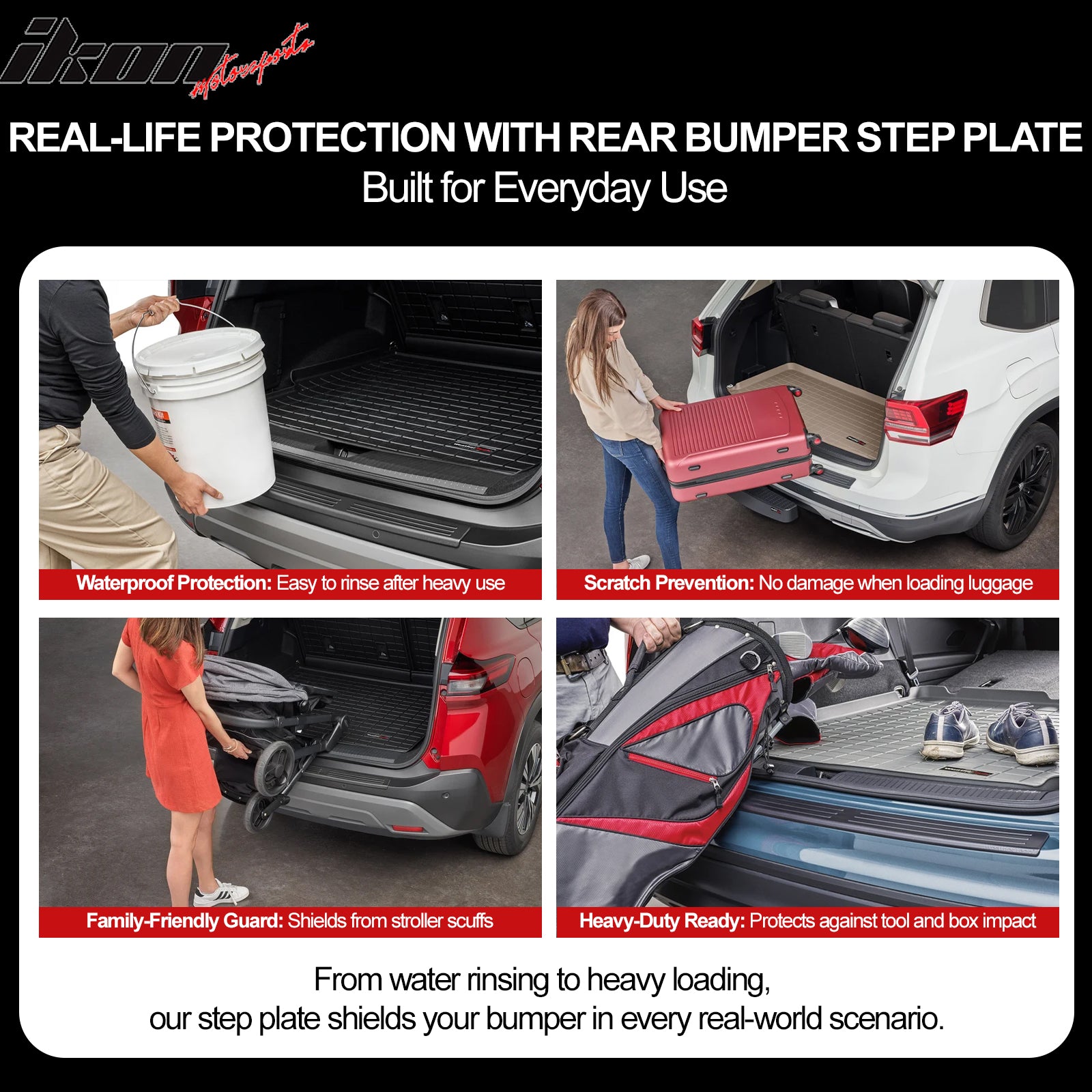 Fits 24-26 Honda Prologue Rear Bumper Cover Protector Guard Step Plate Pad Trim