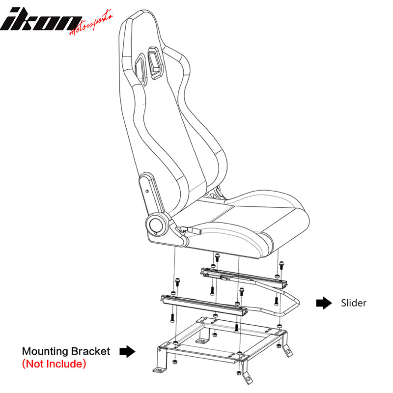Universal 16" Locking Dual Racing Seat Adjustable Slider Steel Rail Track Set