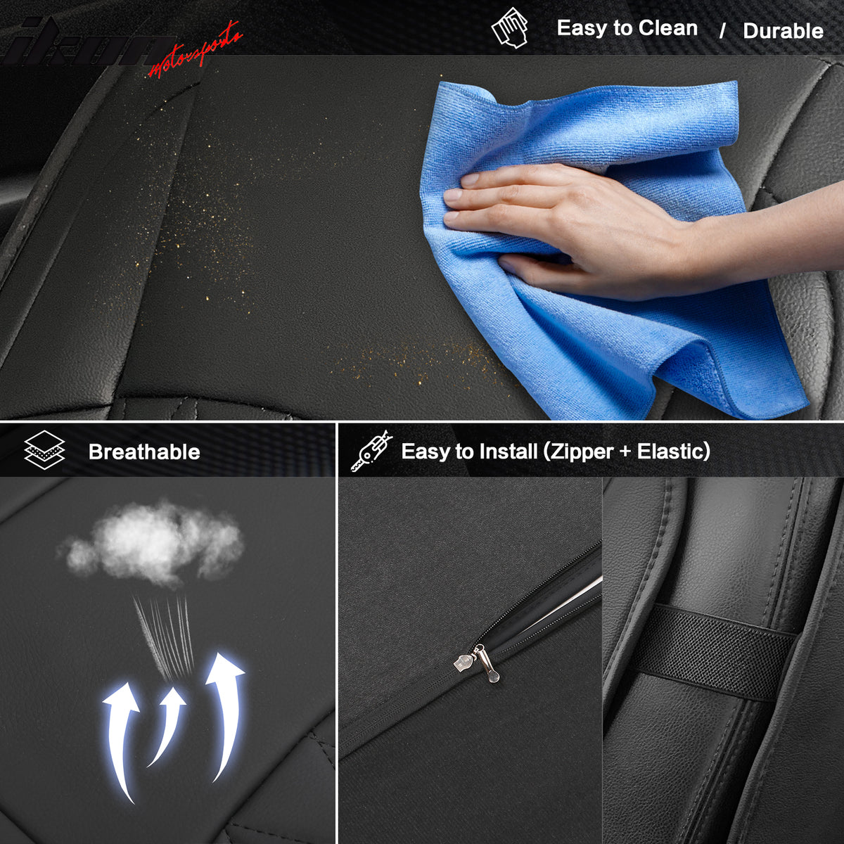 Fits 05-23 Toyota Tacoma 5-Seat Seat Covers Cushion Protector PU Leather