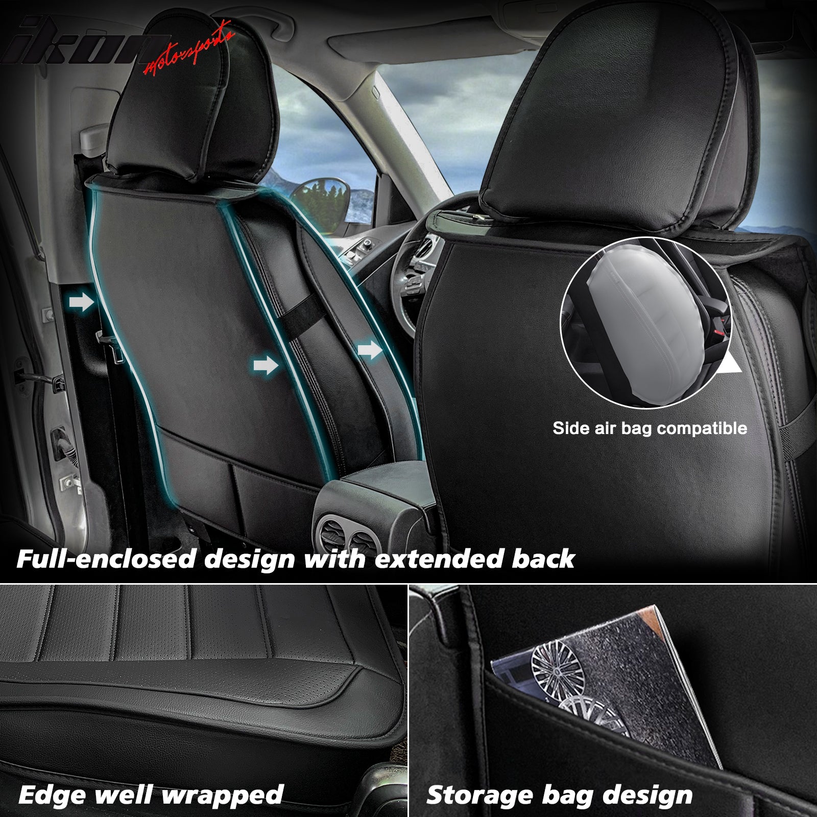 Fit 2009-2026 Ford F150 Crew Cab Full Set Seat Covers Black & Brown
