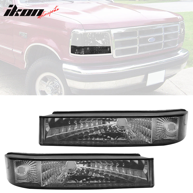 1992-1996 Ford Bronco Smoke Front Bumper Signal Parking Lights