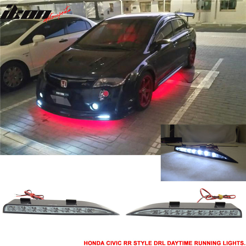 Fits 06-11 Civic Mugen RR Front Bumper Cover w/ Bumper Lip Spoiler + LED DRL