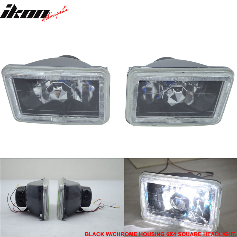 Universal 4X6 Square H4 Headlight Lamp With Halogen Bulb Clear Lens