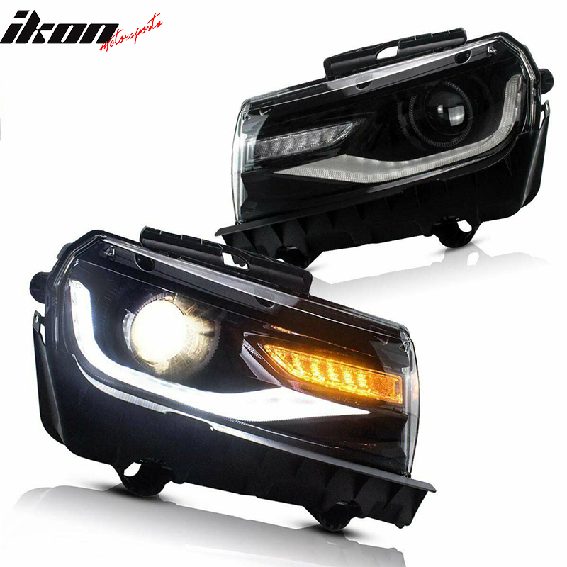 Fits 14-15 Chevy Camaro 6th Gen Style Projector DRL LED Headlights w/ 20 Colors