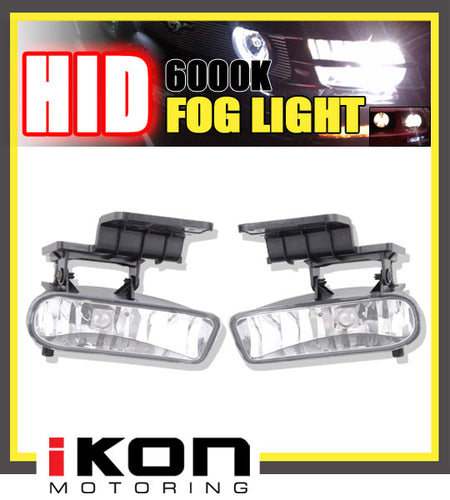 Fits 99-02 Chevy Silverado Clear Lens Fog Light 00-06 Suburban Tahoe+Hid6000K