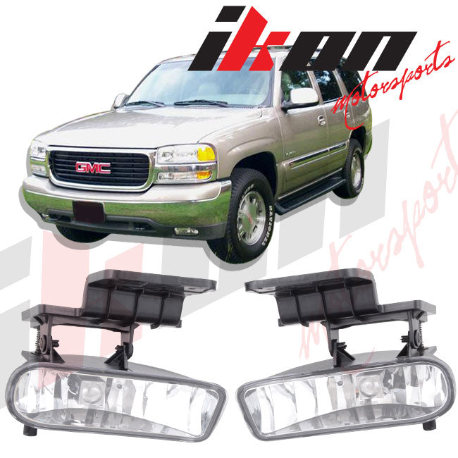 Fits 99-02 Chevy Silverado Clear Lens Fog Light 00-06 Suburban Tahoe+Hid6000K