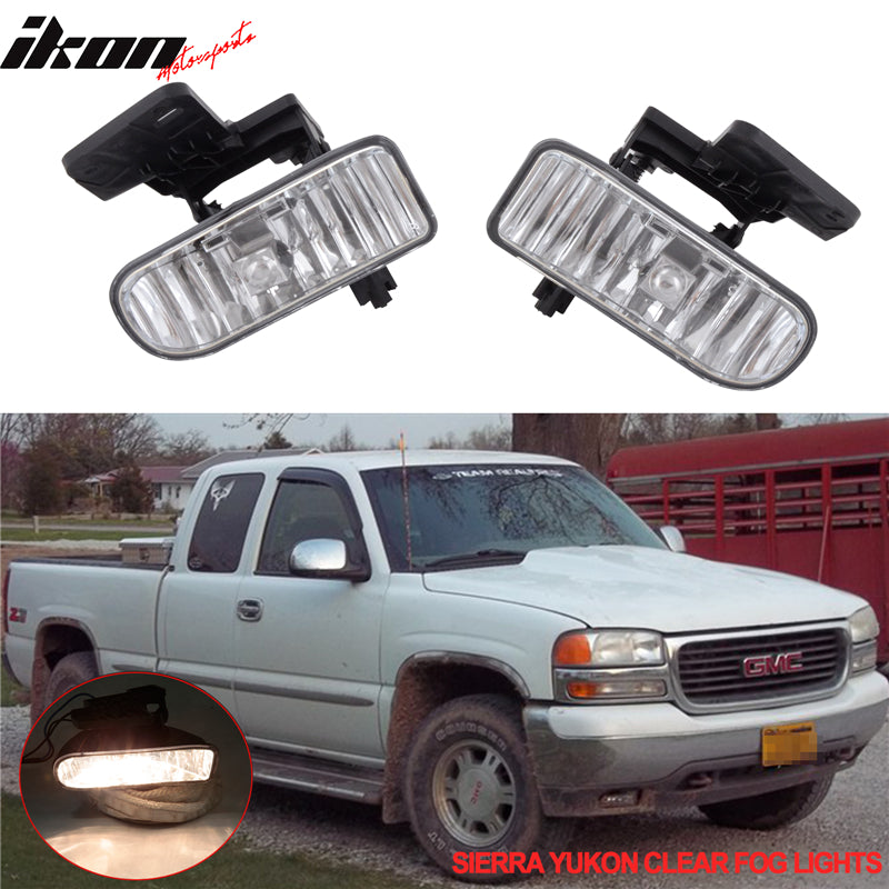 6000K Hid Compatible With 99-02 Sierra 00-06 Yukon Xl 2500 Clear Fog Lights Lamps+Bulbs