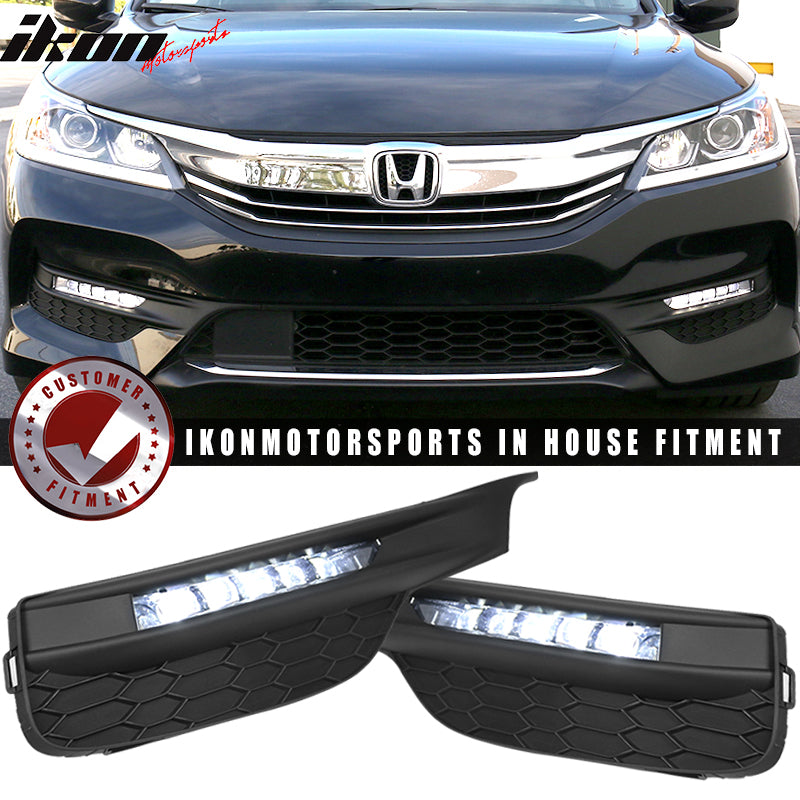 Fits 16-17 Honda Accord LED Fog Lights Kit w/ Bezel Switch Wires