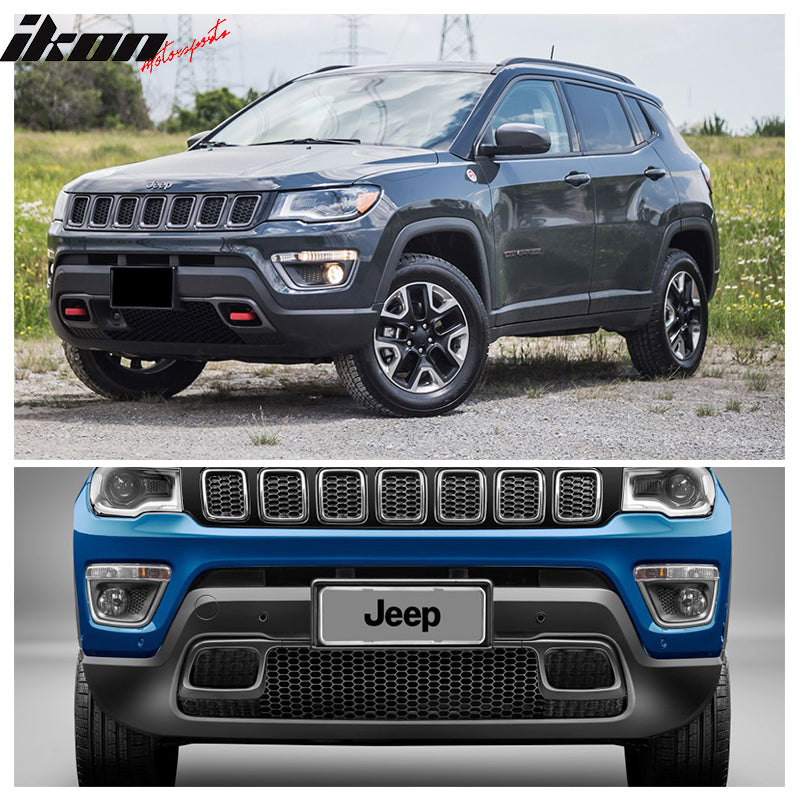 Fog Lights Compatible With 2017-2018 Jeep Compass, Factory Style Fog Light Lamp Kit Clear Lens Pairs by IKON MOTORSPORTS