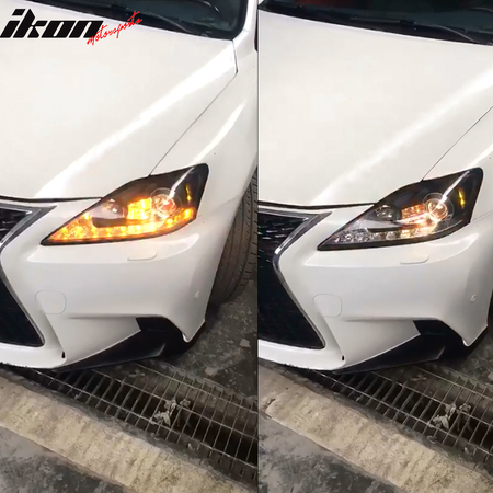 Headlights Compatible With 2006-2014 Lexus IS250 IS350 ISF, F Sport Style Housing Black Lamps by IKON MOTORSPORTS, 2007 2008 2009 2010 2011 2012 2013