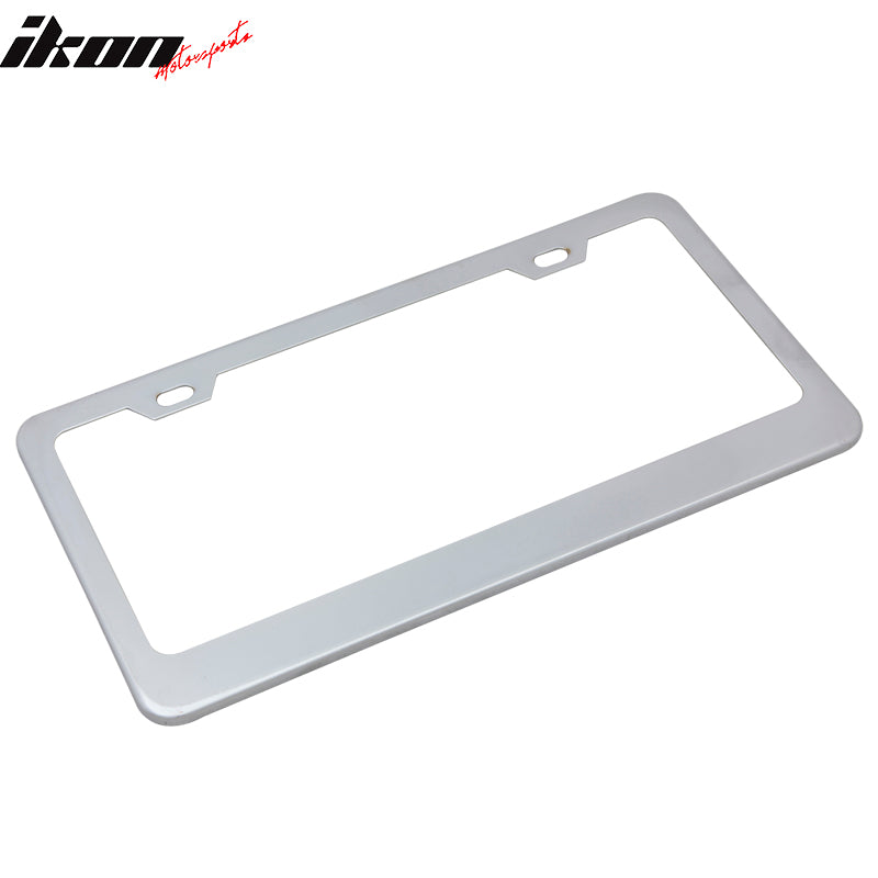 Chrome Metal Finish Steel License Plate Frame Cover + Screw Caps