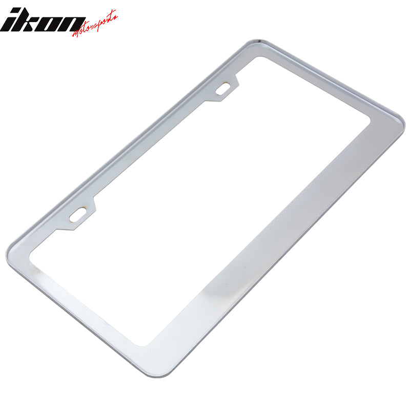 Chrome Metal Finish Stainless Steel License Plate Frame Cover + Screw Caps