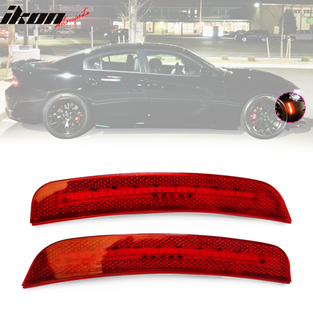 IKON MOTORSPORTS, Front  Side Marker Lights Compatible With 2015-2023 Dodge Charger