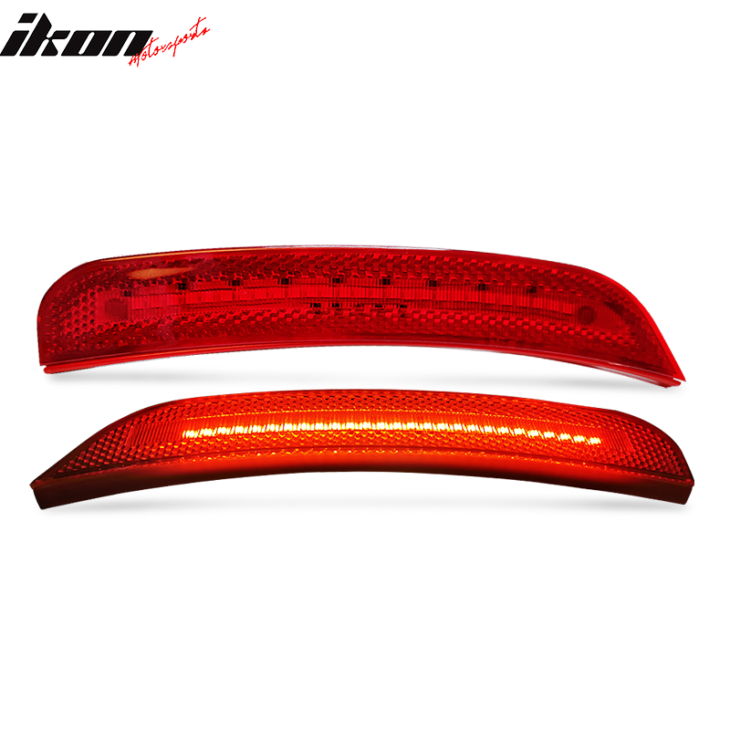 IKON MOTORSPORTS, Front & Rear Side Marker Lights Compatible With 2015-2023 Dodge Charger, Side Marker Lights Lamps Red Lens 4PCS