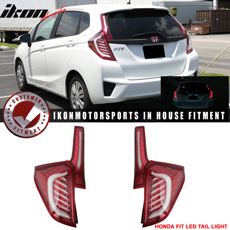 Fits 14-17 Honda FIT JAZZ LEDBar Tail Lights Switchback - Red Clear