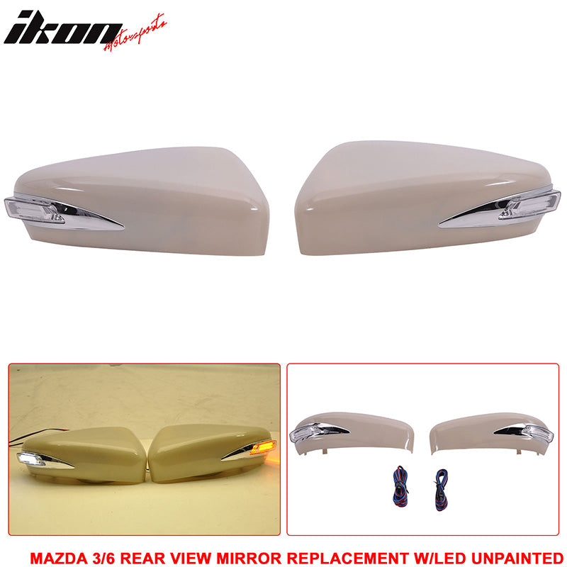 2014-2016 Mazda 3 6 Side Mirror Outer Shell Cover Replacement CCFL ABS
