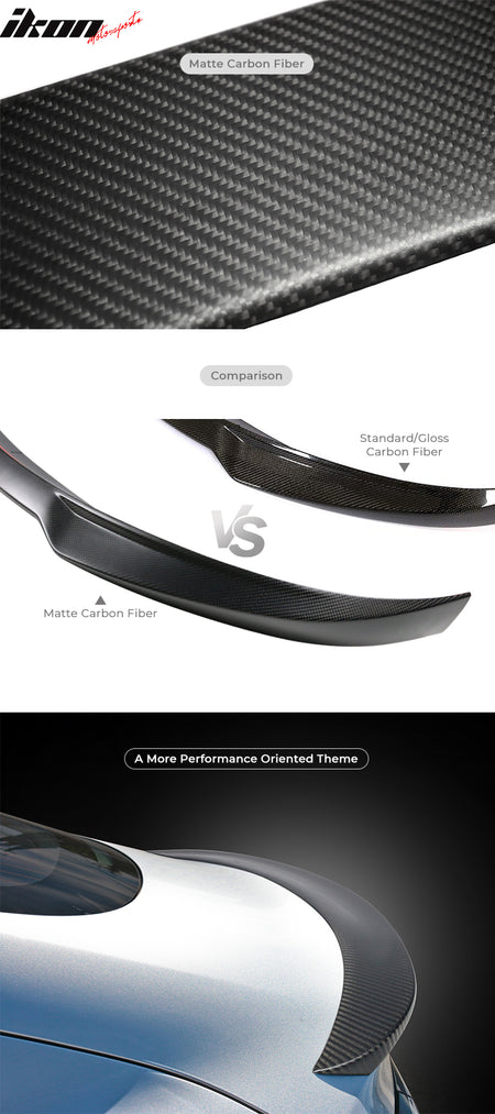 IKON MOTORSPORTS, Trunk Spoiler Compatible With 2010-2017 Mercedes-Benz E Class C207 Coupe & A207 Convertible, Matte Carbon Fiber V Style Rear Spoiler Wing, 2011 2012 2013 2014 2015 2016