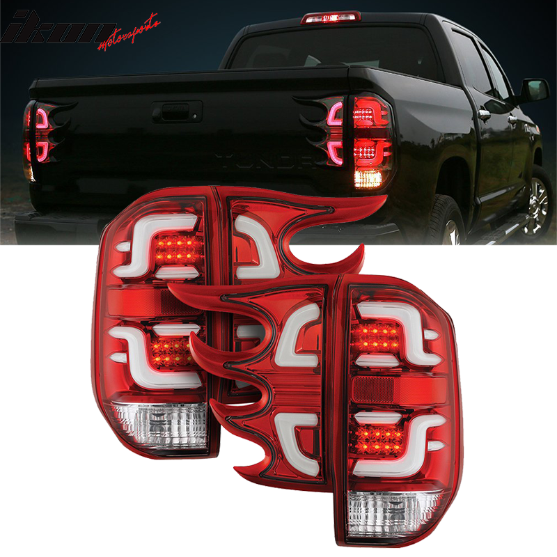 2014-2016 Toyota Tundra CR Clear Lens Red Housing LED Tail lights 4PC