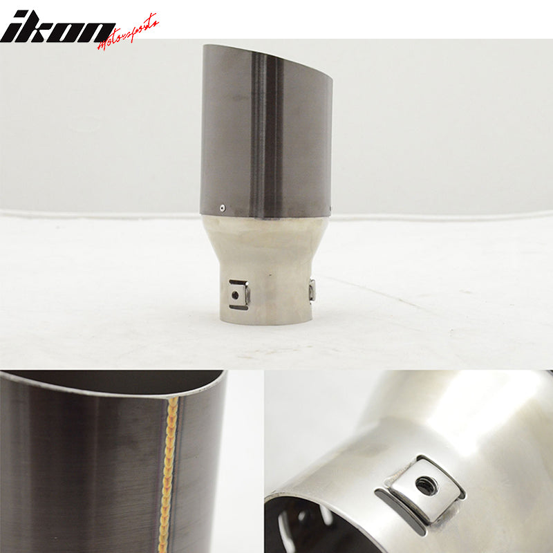 Add On Chrome Gunmetal Stainless Exhaust Slant Cut Muffler Tip 2.5in ID 3.5in OD
