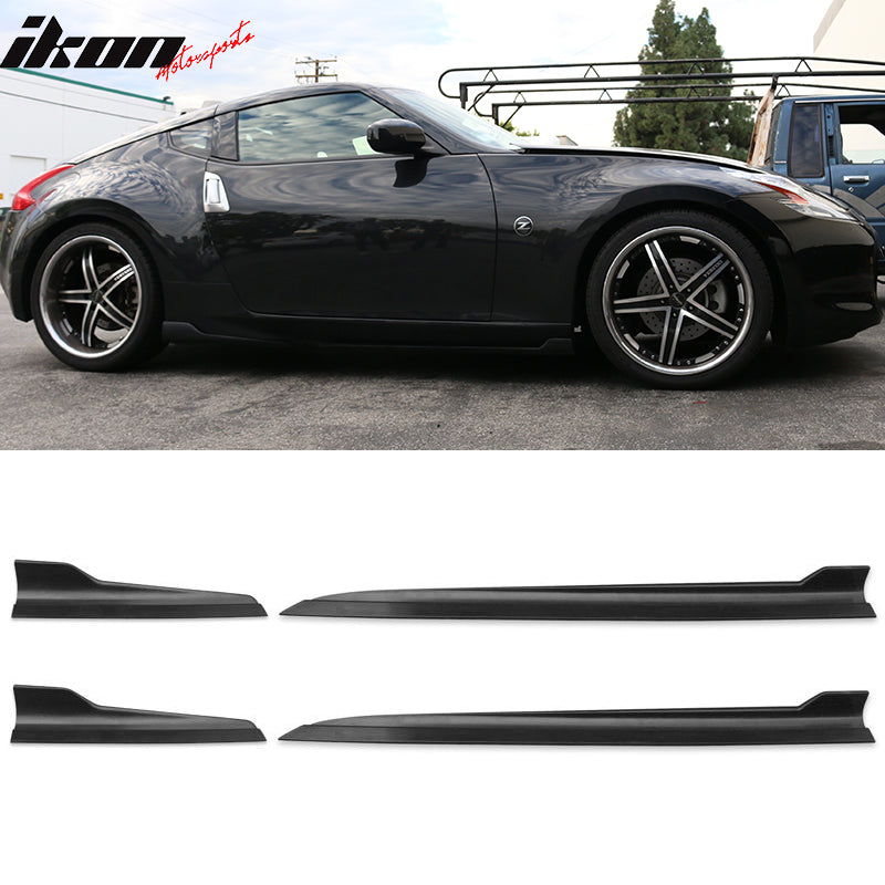 Black Nissan on street with Side Skirts 